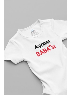 Overoz Aynı Babası Yazılı Kısa Kollu Beyaz Bebek Body Zıbın 5597