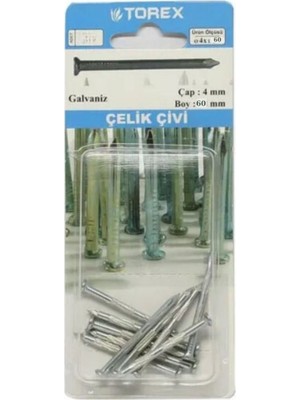 Torex Çelik Çivi 4X60 mm Galvaniz, 1p=6 Adet