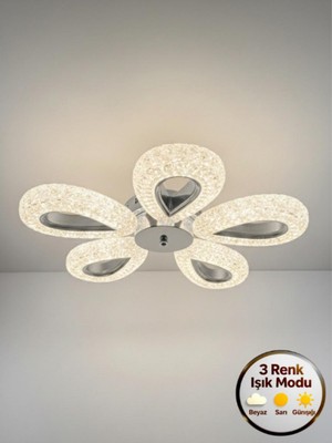 Litra Lighting Damla Model 5"li Gümüş 3 Renk Modu Ledli Modern Tavana Sıfır Salon Mutfak Yatak Odası LED Avize