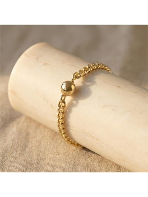 Hasır Örme Orta Toplu Bileklik - 14K Altın Rengi Kaplama, 17+3 cm