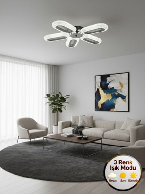 Litra Lighting Eclipse Model 5"li Gümüş 3 Renk Modu Ledli Modern Tavana Sıfır Salon Mutfak Yatak Odası LED Avize