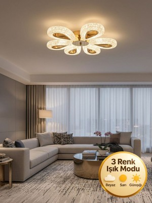 Litra Lighting Damla Model 6"lı Gold 3 Renk Modu Ledli Modern Tavana Sıfır Salon Mutfak Çocuk Yatak Odası LED Avize