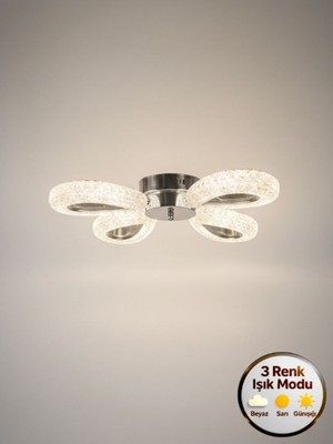 Litra Lighting Damla Model 4"lü Gümüş 3 Renk Modu Ledli Modern Tavana Sıfır Salon Mutfak Yatak Odası LED Avize