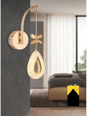 Litra Lighting Candela Model Gold Kaplama Oturma Yatak Mutfak Çocuk Odası LED Pilli Aplik