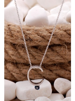 PremiumPort Ç Harf Nazar Boncuklu Rodyumlu Gümüş Kolye, Şık ve Zarif Tasarım