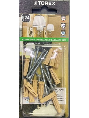 Torex Aydınlatma Aksesuarları Seti, Vida+Dübel, 1p=24 Adet