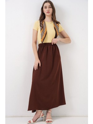 Queene Dreams Uzun Ayrobin Etek 8050 - Kahverengi