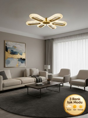Litra Lighting Eclipse Model 6"lı Gold 3 Renk Modu Ledli Modern Tavana Sıfır Salon Mutfak Yatak Odası LED Avize