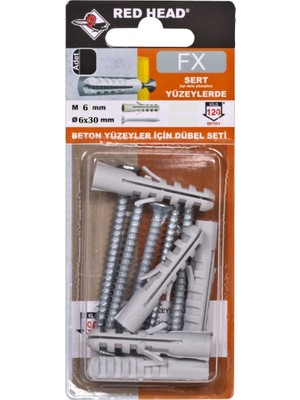 Torex Beton Yüzeyler Için Dübel Seti Fx 6X30 mm M8, 1p=24 Adet
