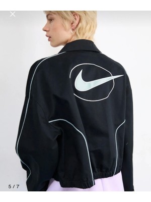 Nike Sportswear Dokuma Uzun Kollu Bol Kalıp Siyah Kadın Ceket FN1940-010