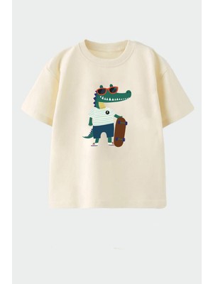 Monila Erkek Çocuk Pamuklu Bisiklet Yaka Baskılı T-Shirt