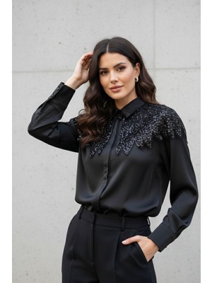 Rabiossa Kadın Pul ve Boncuk Işlemeli Gömlek