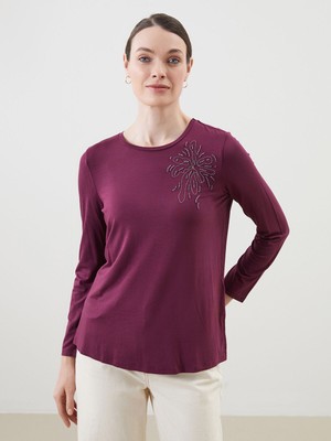 Lc Waikiki Yeni Sezon Bisiklet Yaka Taşlı Kadın Bluz