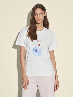 Lc Waikiki Yeni Sezon Bisiklet Yaka Çiçekli Kadın Tişört