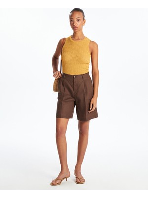 Lc Waikiki Yeni Sezon Bisiklet Yaka Kendinden Desenli Kadın Triko Atlet