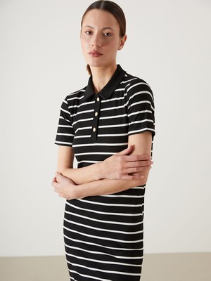 Lc Waikiki Yeni Sezon Gömlek Yaka Çizgili Elbise