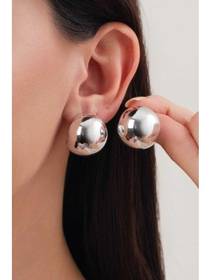 PremiumPort Şık Yuvarlak Tasarım Top Çelik Küpe, Modern Takı Aksesuarı