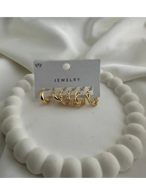 PremiumPort Şık Kadın 6'lı Küpe Seti, Modern ve Zarif Tasarım Seçenekleri