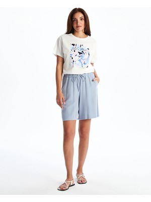 Lc Waikiki Yeni Sezon Beli Lastikli Keten Karışımlı Kadın Şort