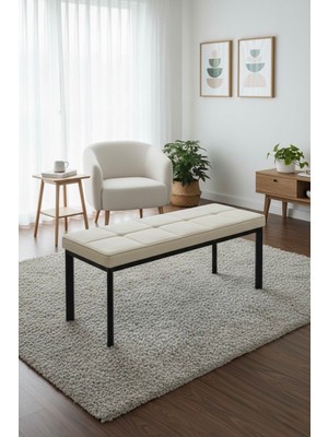 Vena 105X40 Bench - Babyface Kumaş Çımalı Döşeme Puf Bench