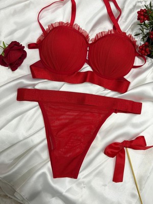 Agatha Secret Kırmızı Istiridye Modeli Sütyen Takimi