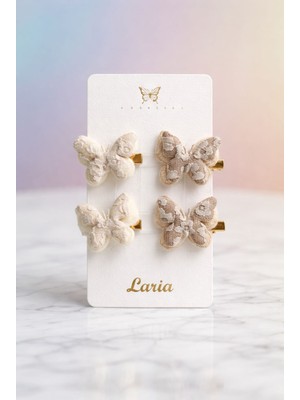 Minik Dantelli Kelebek Figürlü Kız 4'lü Bebek Çocuk Saç Tokası