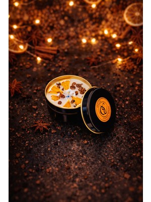 Portakal & Tarçın Siyah Metal Kutu Mum