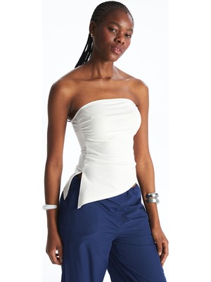 Lc Waikiki Yeni Sezon Straplez Yaka Büzgülü Crop Bluz