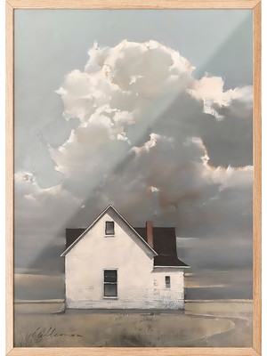 Zestia Ahşap Çerçeveli Duvar Tablosu Minimal Kır Evi Salon Dekoru