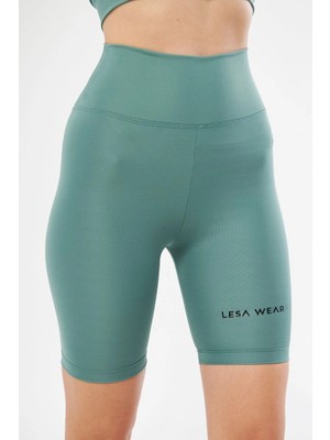 Velmora Fashion Yüksek Bel Biker Sporcu Şort - Mint Yeşili