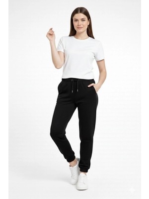 Velmora Fashion Kadın Jogger Eşofman Altı Rahat Kalıp, Cepli, Lastikli Paça, Günlük Spor Pantolon - Siyah