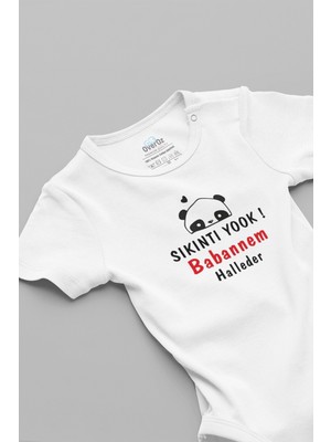 Overoz Sıkıntı Yok Babaannem Halleder Baskılı Beyaz Bebek Body Zıbın 5575