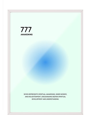 Zestia Beyaz Çerçeveli Duvar Tablosu 777 Awakening – Soft Mavi Tonlar Salon Dekoru
