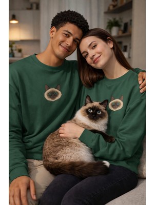 Muhtar Store Ragdoll Kedi Desenli Sevgili Sweatshirt – Unisex Çift Kombini