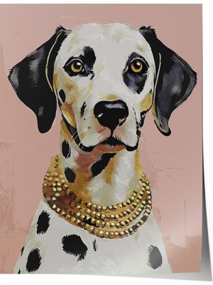 Zestia Poster Altın Tasmalı Köpek Ofis Dekoru