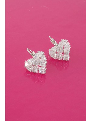 PremiumPort Kadın Zarif Baget Zirkon Taşlı 925 Ayar Gümüş Klipsli Küpe Seti