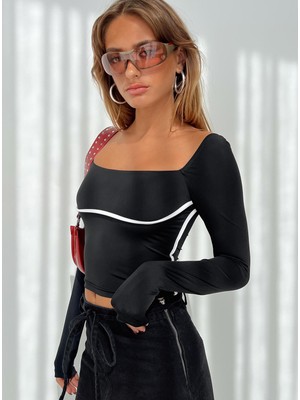 Les Séduisantes C.A. Dalgıç Kumaş Çizgi Detaylı Bluz