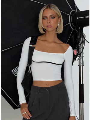 Les Séduisantes C.A. Dalgıç Kumaş Çizgi Detaylı Bluz