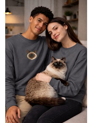 Muhtar Store Ragdoll Kedi Desenli Sevgili Sweatshirt – Unisex Çift Kombini
