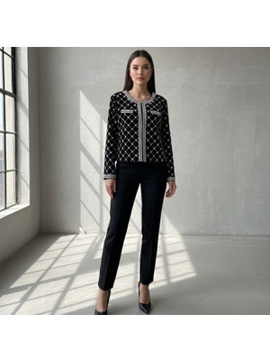 Rabiossa Kadın Kristal Boncuk Işlemeli Kapitone Desenli  Ceket