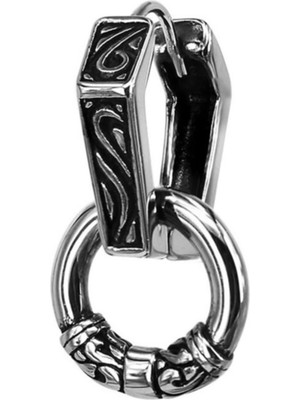 PremiumPort Altıgen Tribal Erkek Çelik Küpe, Kombin Halka Aksesuarlı, 316L Paslanmaz