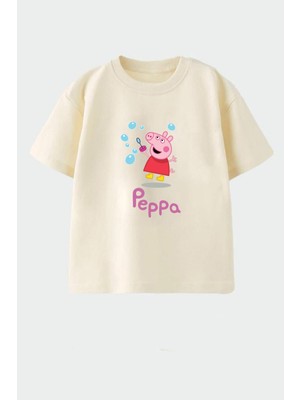 Monila Kız Çocuk Pamuklu Bisiklet Yaka Baskılı T-Shirt