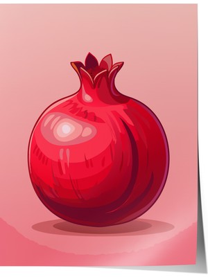 Zestia Poster Nar Illüstrasyonu – Kırmızı Tonlar Salon Dekoru