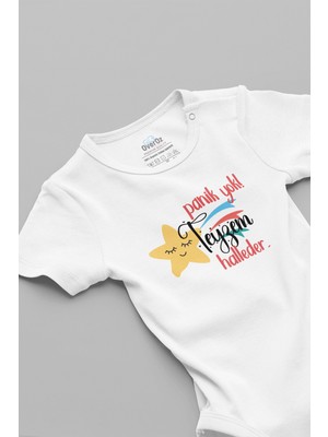 Overoz Panik Yok Teyzem Halleder Yazılı Kısa Kollu Beyaz Bebek Body Zıbın 5606