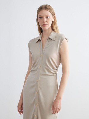 Lc Waikiki Yeni Sezon Büzgülü Gömlek Elbise