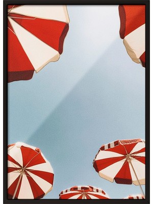 Zestia Siyah Çerçeveli Duvar Tablosu Retro Şemsiye Salon Dekoru