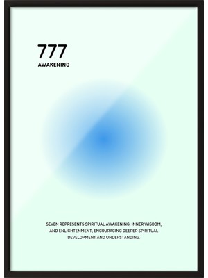 Zestia Siyah Çerçeveli Duvar Tablosu 777 Awakening – Soft Mavi Tonlar Salon Dekoru