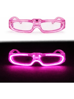 FRY Pembe LED Işıklı Parti Gözlüğü 3 Modlu – Glow - Gece Eğlence Gözlüğü (5358)