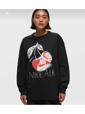 Nike Nsw Tee Long-Sleeve Uzun Kollu Oversize Bol Kalıp Siyah Kadın T-Shirt FD2566-010