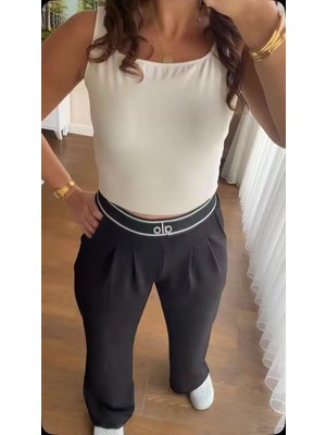 Beli Lastikli Siyah Palazzo Pantolon